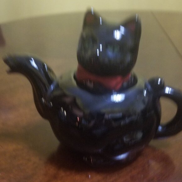 VINTAGE 1950s black cat teapot Shafford - Picture 1 of 7